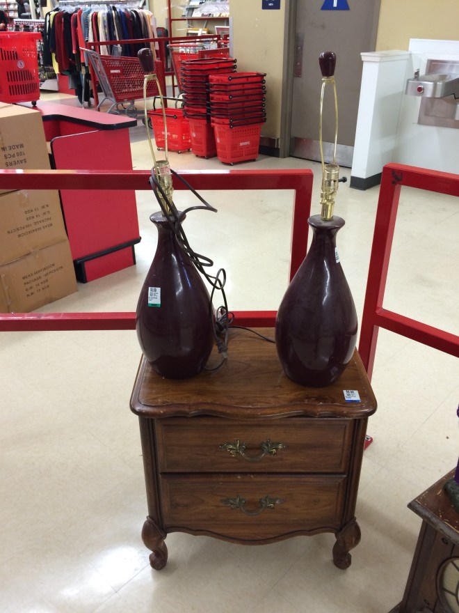 Thrift Store Lamps and Nightstand