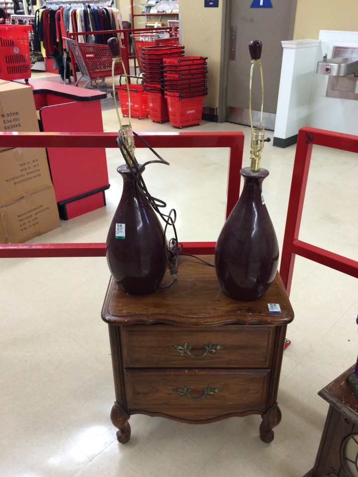 Thrift Store Lamps and Nightstand
