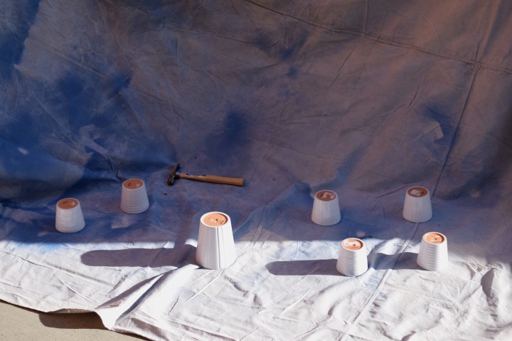 Spray Painting All the Pots