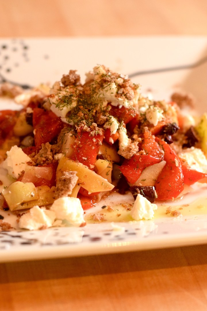 Slow Roasted Bell Pepper Salad with Feta Cheese and Bread Crumbs | Land of Laurel