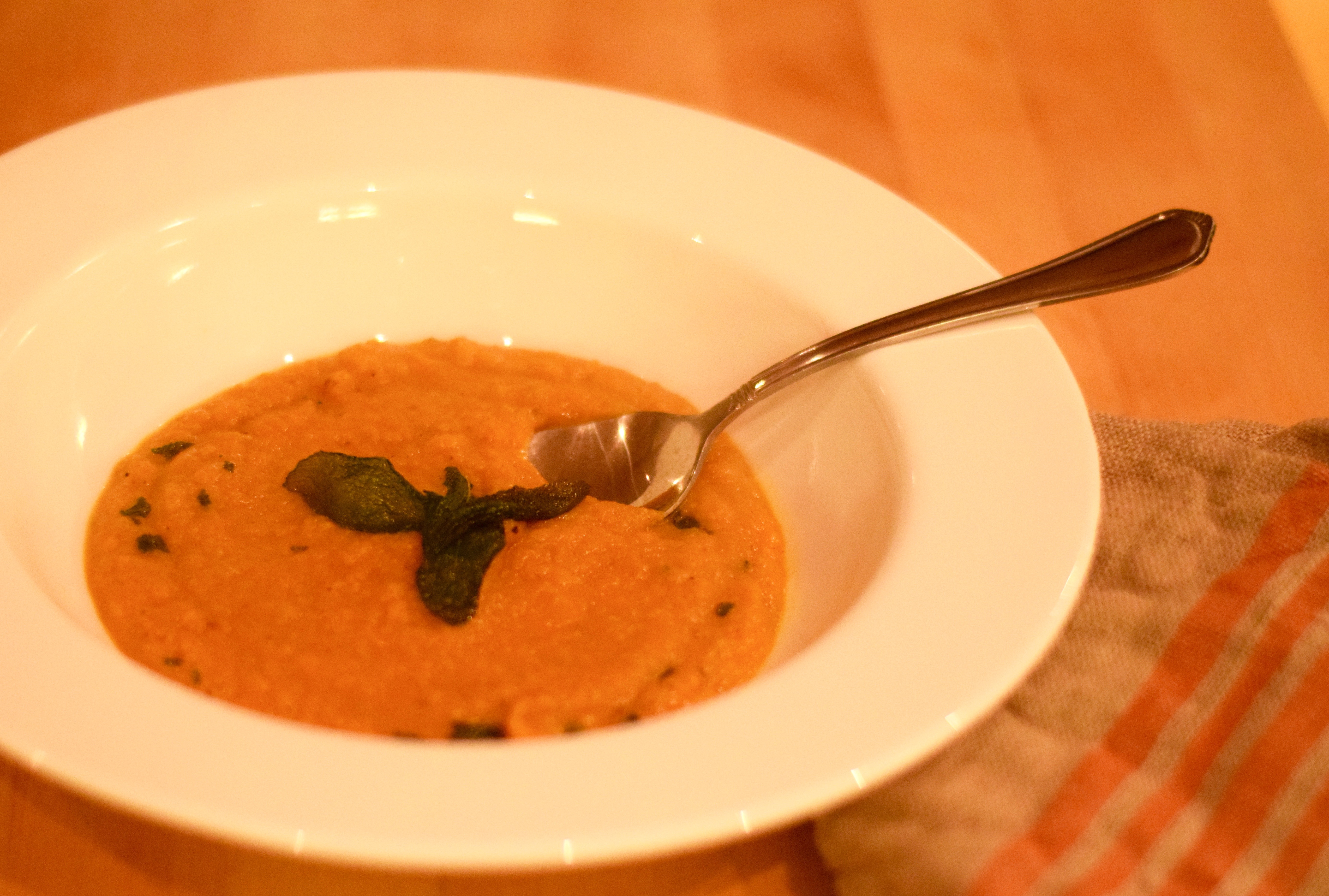 Delicious Butternut Squash Soup with Fried Sage | Land of Laurel