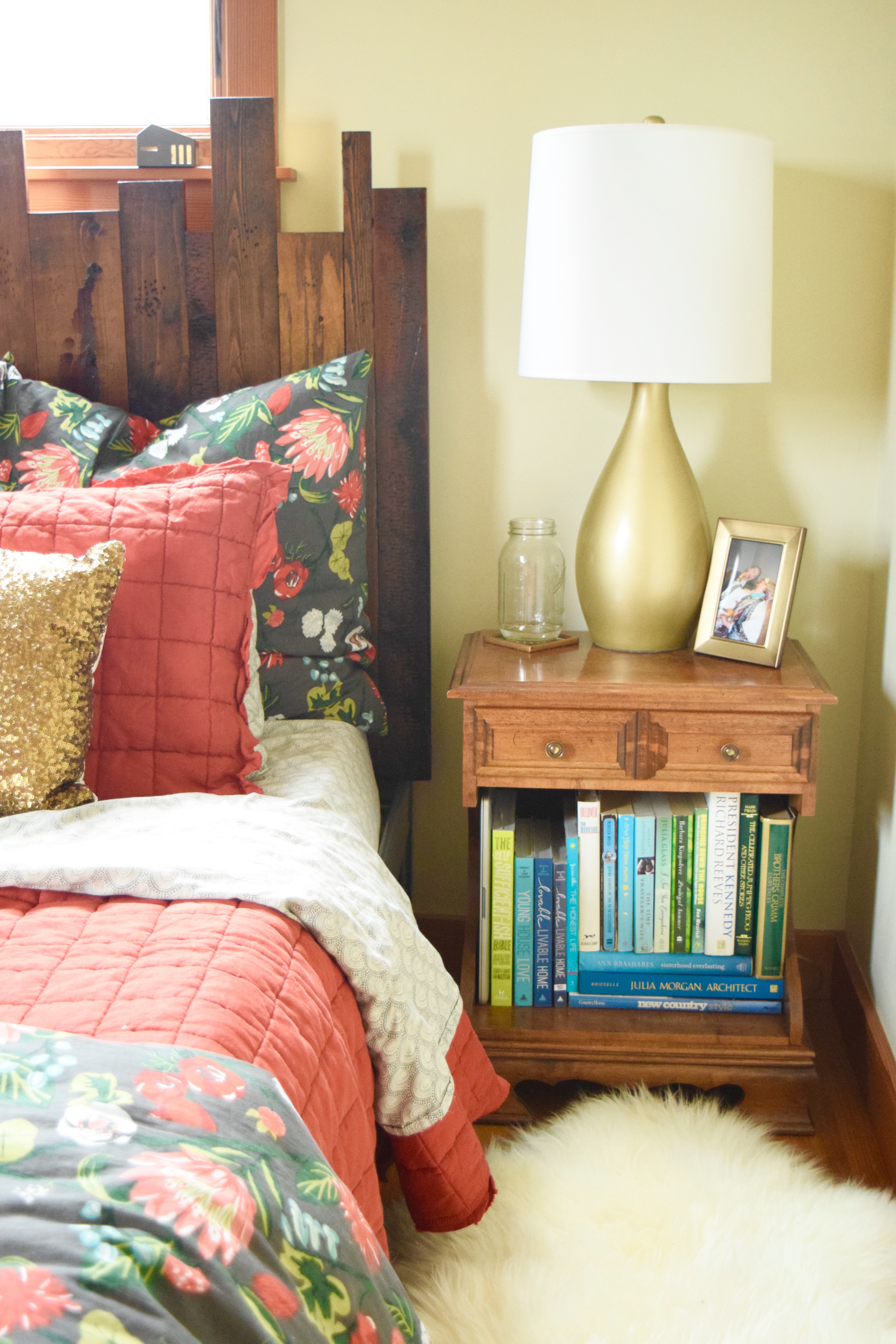 Nightstands and Red Quilt | Land of Laurel