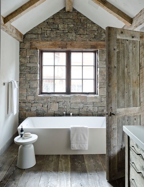 Stone Wall Behind Tub Bathroom | Land of Laurel