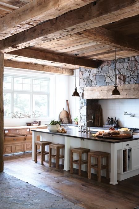 Stone with Rustic Wood in the Kitchen | Land of Laurel