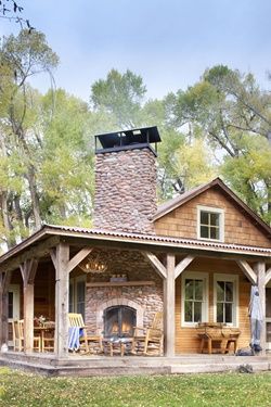 Cabin with Porch Fireplace | Land of Laurel