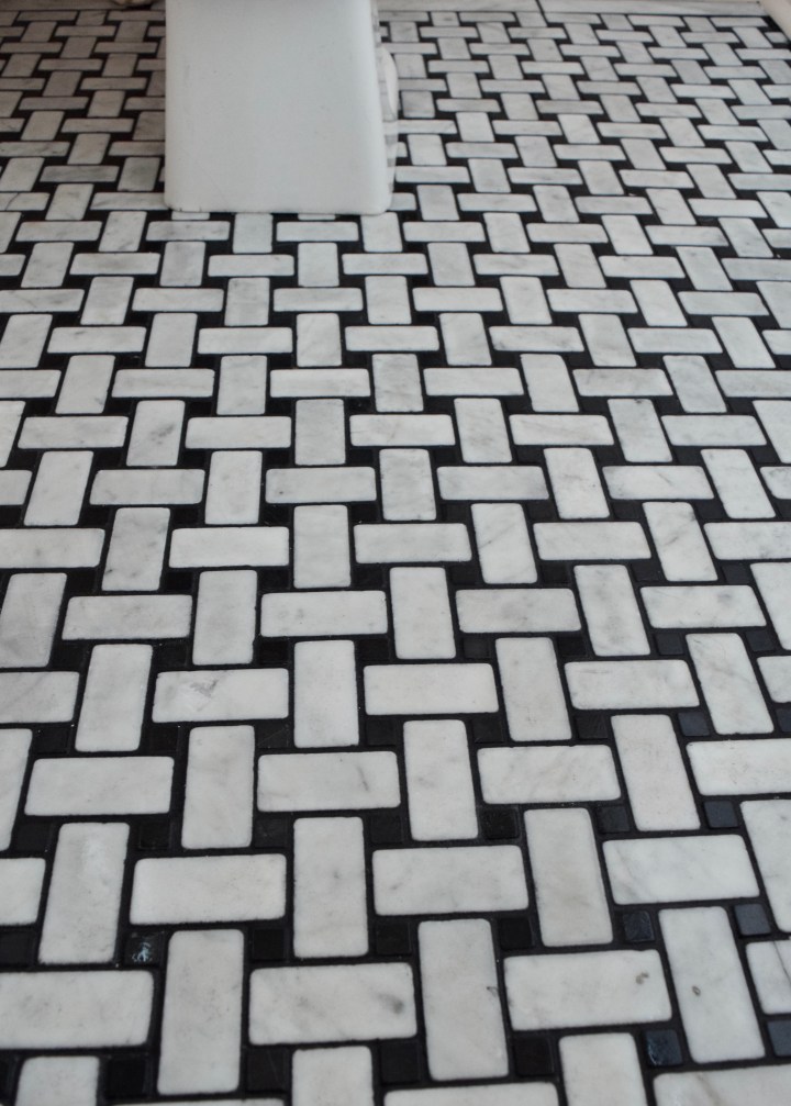 One Room Challenge: Week Three – Installing Marble Basketweave&nbsp;Tile